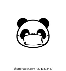 Icono de vector de la cara de panda de corte