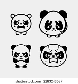Cute panda face vector icon or logo design