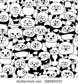 Cute panda family. Seamless pattern for your design. Vector illustration