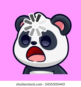 cute panda feel confused blank emotes sticker cartoon vector illustration