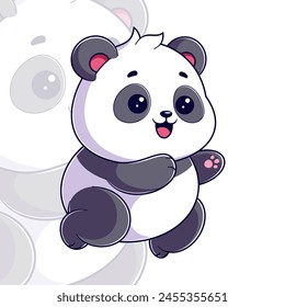 Cute panda is feeling happy