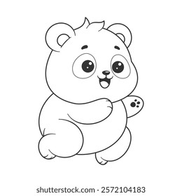 Cute panda is feeling happy for coloring