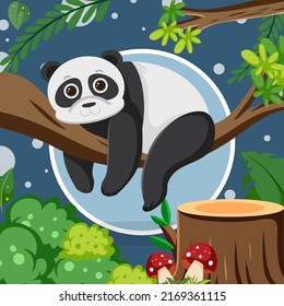 Cute panda in flat cartoon style illustration