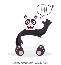 Cute panda. flat icon isolated on white background. Kids illustration