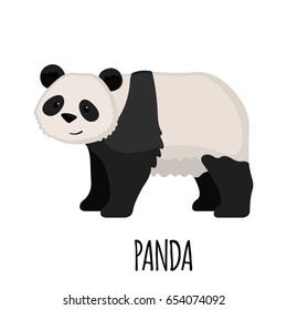 Cute Panda in flat style isolated on white background. Cartoon panda. Zoo animal. Vector illustration.