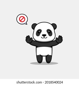 Cute panda with forbid hand pose