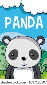 Cute panda in forest cartoon