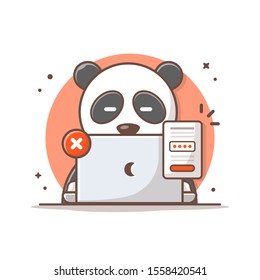 Cute Panda Forgot The Password Vector Icon Illustration. Animal And Technology Icon Concept White Isolated. Flat Cartoon Style Suitable for Web Landing Page, Banner, Sticker, Background