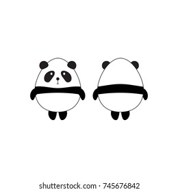 Cute Panda Front And Back View. Vector Illustration Flat Design.