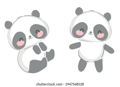 Cute Panda fun hand drawn Vector illustration
