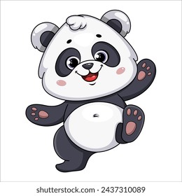Cute panda. Funny cartoon character