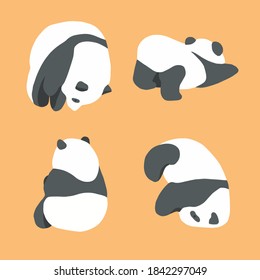 Cute Panda Funny Poses Vector