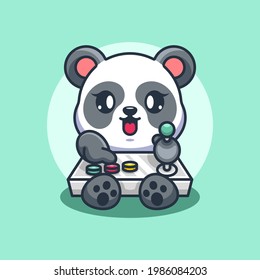 Cute Panda Gaming Cartoon Design