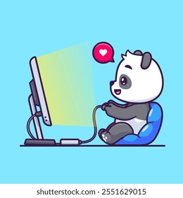 Cute Panda Gaming Cartoon Vector Icon Illustration. Animal 
Technology Icon Concept Isolated Premium Vector. Flat 
Cartoon Style 