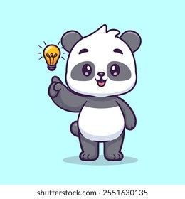 Cute Panda Get Idea Cartoon Vector Icon Illustration. Animal 
Technology Icon Concept Isolated Premium Vector. Flat 
Cartoon Style 