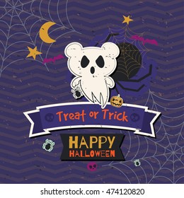 Cute Panda Ghost Halloween decoration, poster, card, wallpaper.