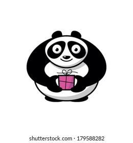 Cute panda with gift box