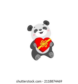 Cute panda with gift box. My valentine. Chocolate box