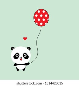 cute panda gift card with red balloon