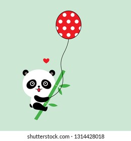 cute panda gift card with red balloon