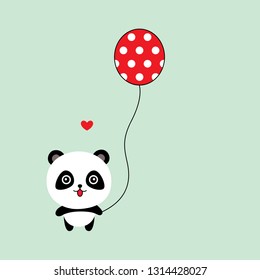 cute panda gift card with red balloon