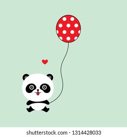 cute panda gift card with red balloon