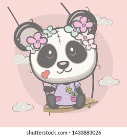  cute panda girl cartoon - vector