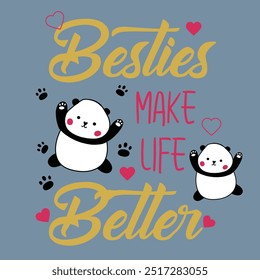 Rosto de menina panda bonito, bambu, coroa. Lindo slogan. Design de ilustração vetorial de desenhos animados para gráficos de t-shirt, impressões de moda, slogan tees