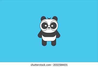 Cute Panda With glasses Vector Illustration Cartoon Simple For Mascot Logo Or Sticker