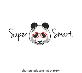 Cute panda in glasses. Vector illustration isolated on white background