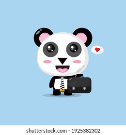 Cute panda go to work