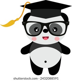 Cute panda with graduation cap
