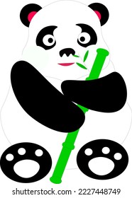 cute panda with green bamboo