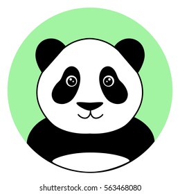 cute panda in the green circle illustration vector