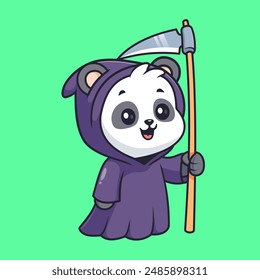 Cute Panda Grim Reaper Cartoon Vector Icon Illustration.
Animal Holiday Icon Concept Isolated Premium Vector. Flat
Cartoon Style