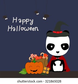 Cute Panda Halloween Card