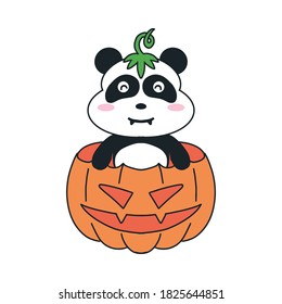 cute panda halloween cartoon illustration
