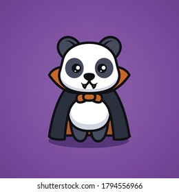 Cute panda with halloween costume mascot design illustration