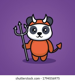 Cute panda with halloween costume mascot design illustration