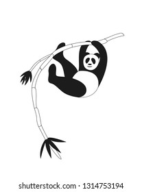 Cute Panda hanging on an eucalyptus tree vector illustration