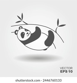 Lindo panda colgando de un árbol. Icono plano simple