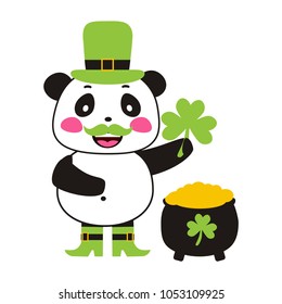 cute panda happy saint patricks day vector