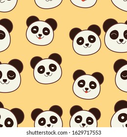 Cute Panda Head Expression Seamless Endless Repeating Pattern/Vector Illustration Design For Fabrics, Textile Graphics, Prints, Wallpaper, and Other Uses