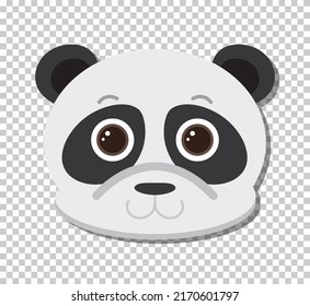 Cute panda head in flat cartoon style illustration