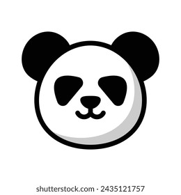 Cute panda head icon on white background. Eps 10.