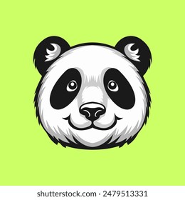 cute panda head illustration in minimalist vector style