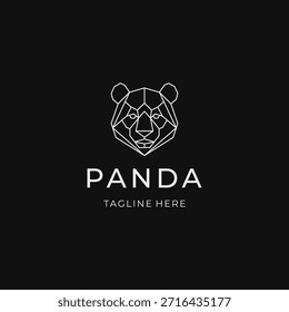 Cute panda head line art logo with simple lines and friendly charm.