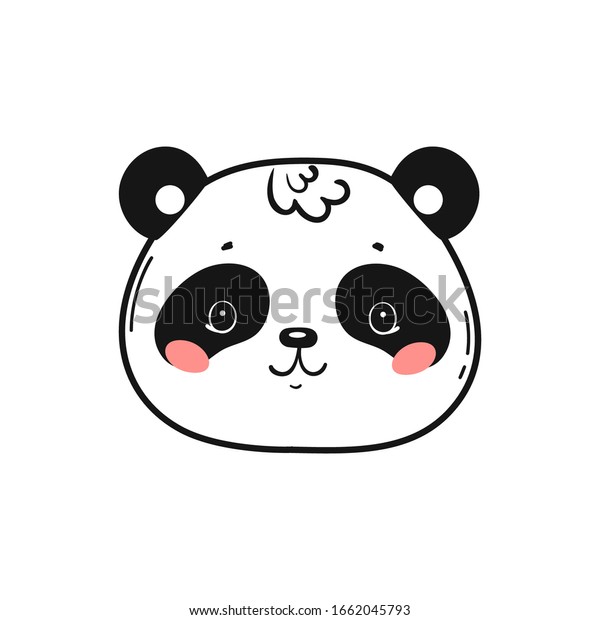 子ども向けのかわいいパンダのヘッドプリントデザイン 赤ちゃんパンダの顔 白黒の中国の熊の顔 落書き風漫画のかわいい動物のベクターイラスト 北欧のプリントまたはポスターデザイン のベクター画像素材 ロイヤリティフリー