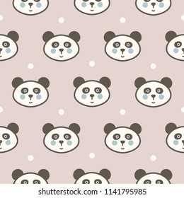 Cute panda head seamless pattern vector for baby print fabric.