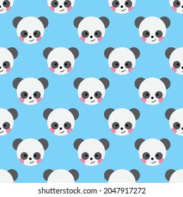 Cute Panda Head Seamless Pattern. Zoo Animals Background Vector. Smile Panda Bear Cartoon Illustration Icon Symbol Clip Arts. Cute Kids Children pattern . Pet shop Pet store Veterinarian Pet Lovers